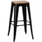 Decorative Accent Bar Stool Metal Black Wooden Brown Indoor Outdoor Seating
